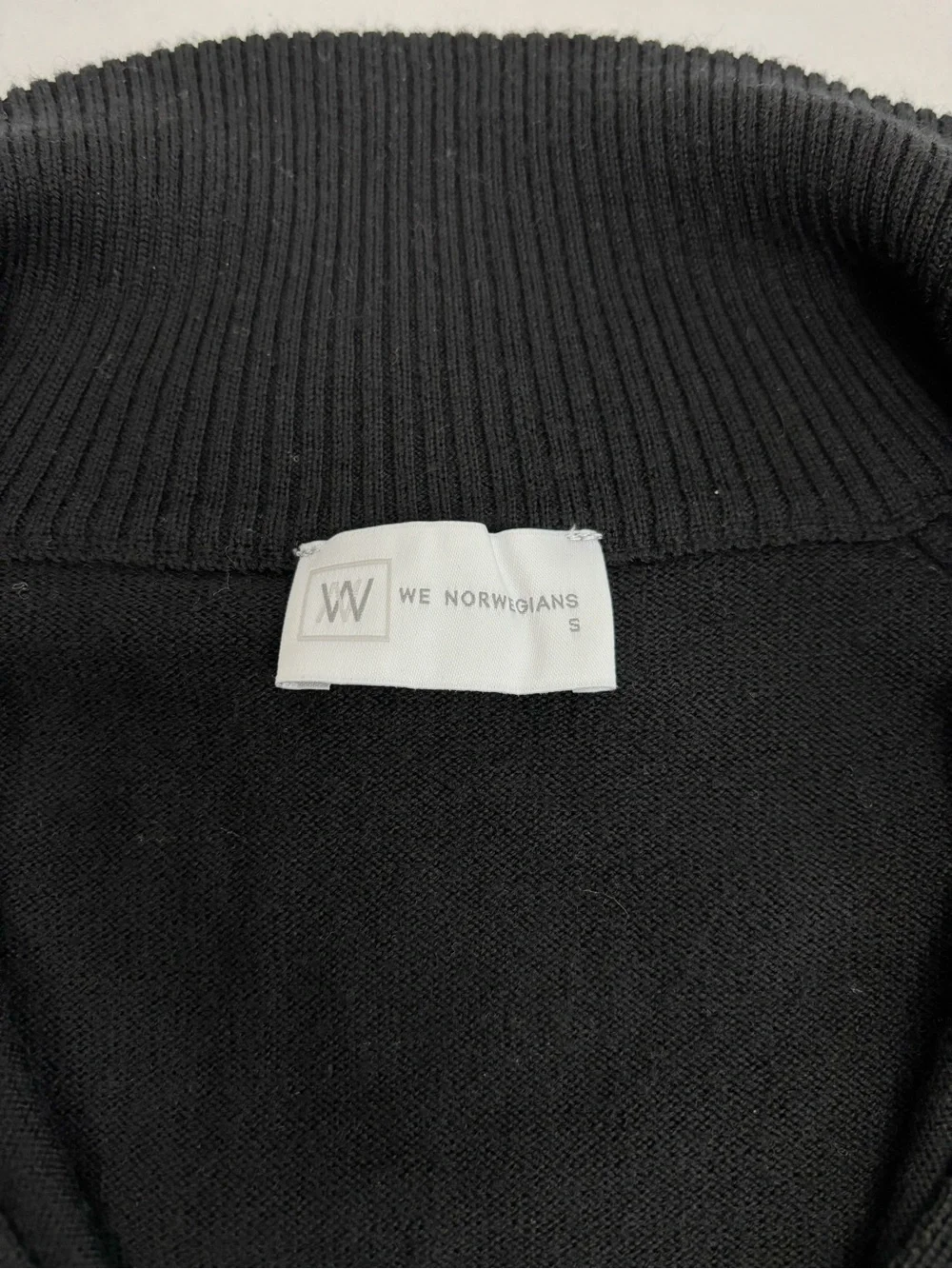 We Norwegians Geilo Metallic Striped Merino Wool Half-Zip Sweater Black Size S